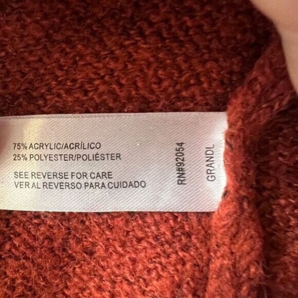 Kempson Womens Medium Burnt Orange Open Front Knit Acrylic Cardigan Sweater Boho - Picture 10 of 15